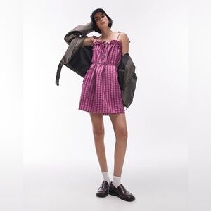 Topshop Pink Gingham Mini Dress